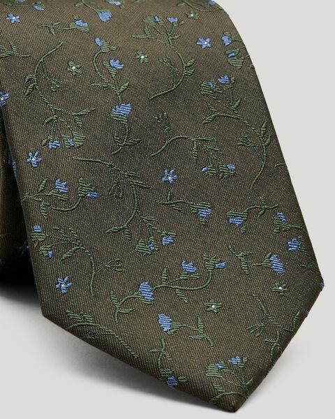 Tonal Floral Silk Tie, Khaki, hi-res